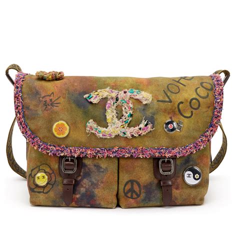 Chanel Multicolor Graffiti Tweed And Khaki Toile On The .